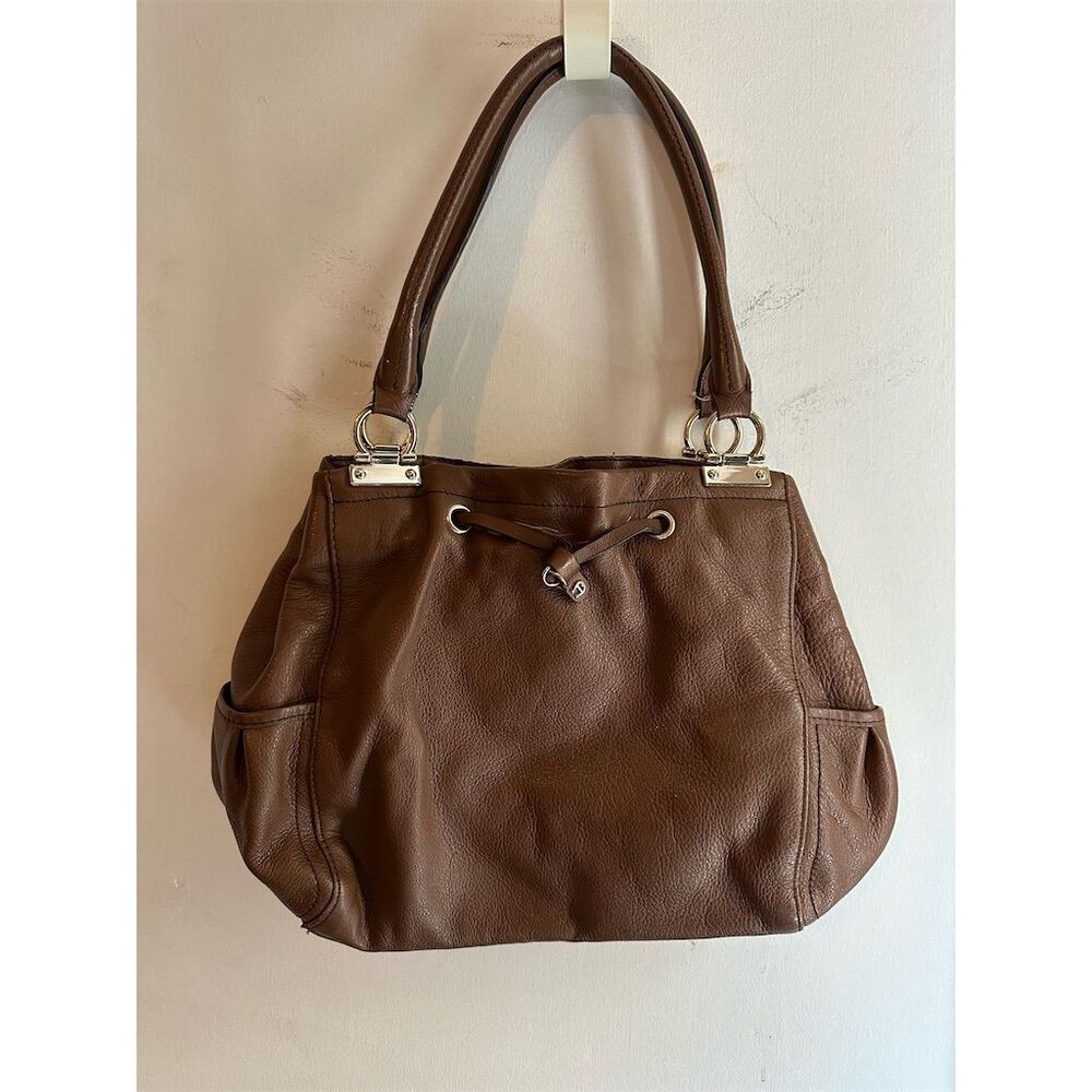 ETINNE AIGNER Women's Brown Leather Tote Bag with Striped Interior